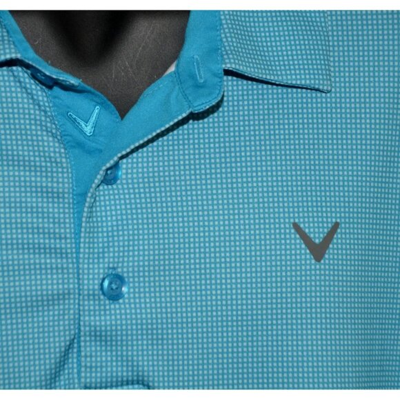Callaway Opti Dri Men's Swing Tech Blue Micro Check Polo Golfing Shirt Size 2XLT - Picture 3 of 9
